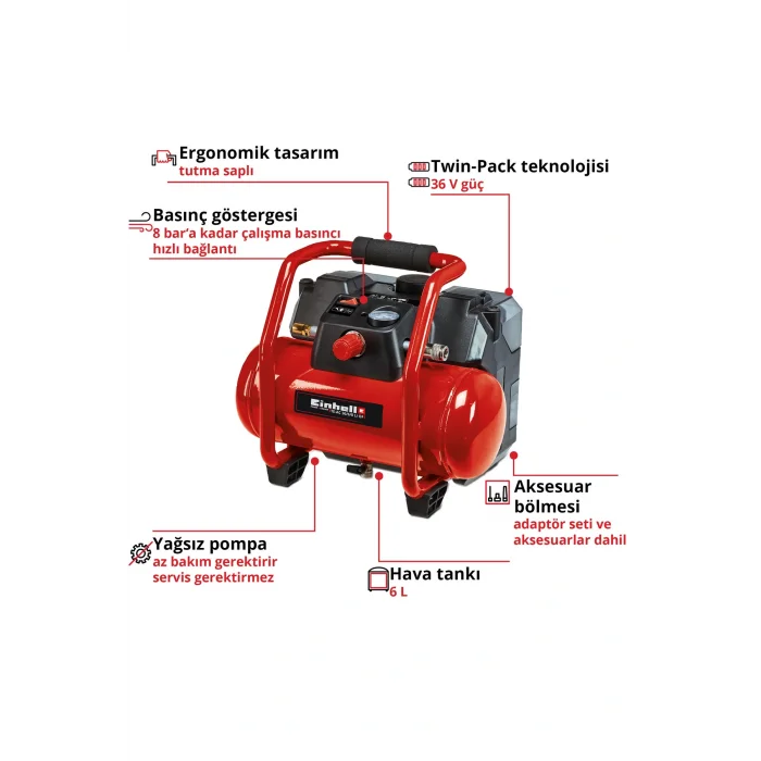 Genel Ürün TE-AC 36/6/8 Li OF Set - Solo, Akülü Kompresör (Akü ve şarj cihazı dahil değildir)
