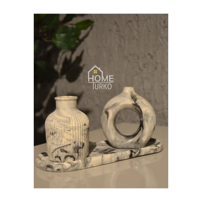 Biblo Üçlü Süs Takım, Vazo,  Ev Dekorasyon ürünü, Hediyelik Ev Eşyası, Biblo Süs, Bohem tarz Süsler, Biblo