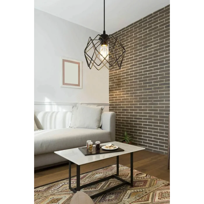 Genel Ürün Siyah Çok Kare Tekli Sarkıt Avize