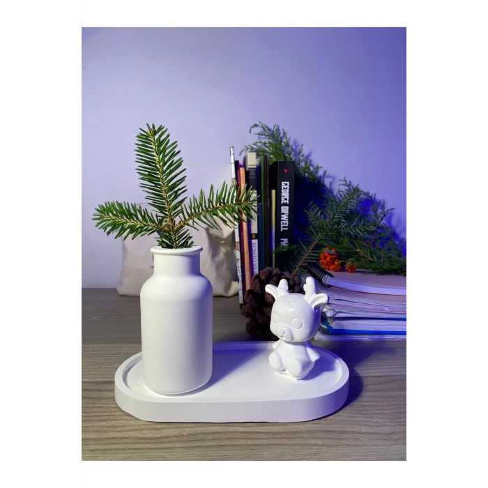 Biblo Tabak& Bohem Tarzı Düz Vazo & 3lü set Dekoratif Obje, Dekoratif Eşya, Mumluk, Biblo