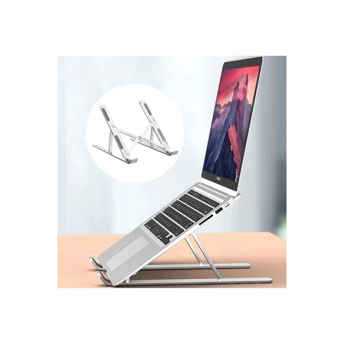 Genel Ürün Plastik Beyaz Veya Siyah Renk Katlanabilir Ayarlı Dizüstü Laptop Standı