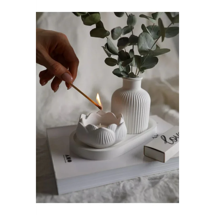 Genel Ürün Alçı seti dekoratif stand şamdan ve vazo