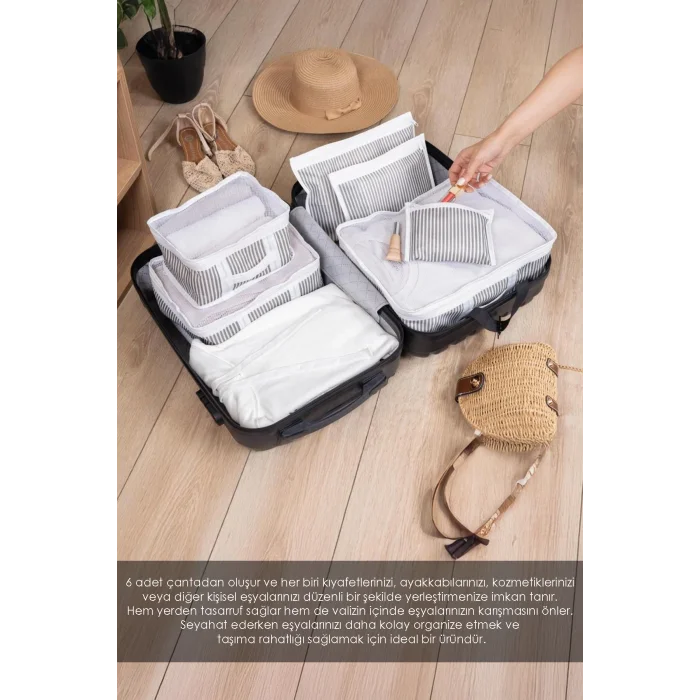 Genel Ürün 6lı Valiz Düzenleyici Set -  Bavul İçi Organizer Çok Amaçlı Organizer Set Seyahat Hurcu