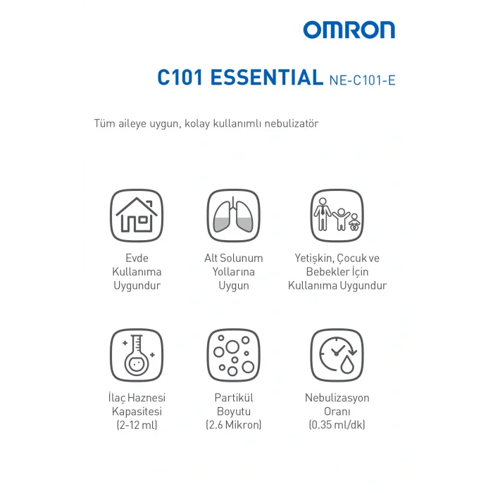 Genel Ürün C101 Essential, Tüm Ailenin Kullanımına Uygun Nebulizatör
