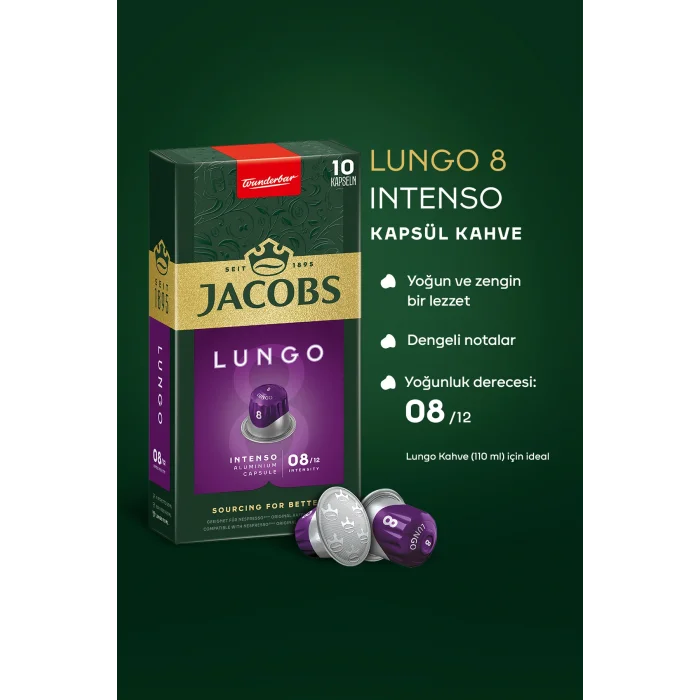 Genel Ürün Lungo 8 Intenso Nespresso Uyumlu Alüminyum Kapsül Kahve 10 Adet X 10 Paket