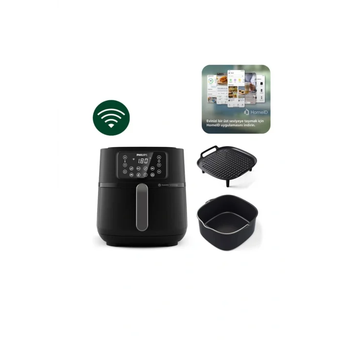 Genel Ürün Ultra Premium Connected 7.2 L Wi-Fi Bağlantı Pişirme Tepsisi ve Izgara Plaka Airfryer