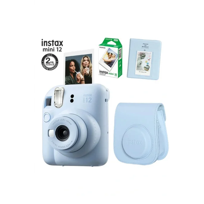 Genel Ürün Instax Mini 12 Mavi Fotoğraf Makinesi 10lu Film Ve Pvc Albümlü Çantalı Set 2-fotsı00195-fb-set2