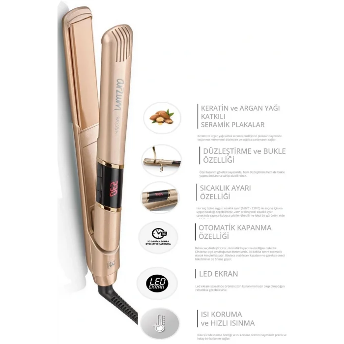 Genel Ürün Belisa Saç Düzleştirici Keratin Seramik Plaka - AR5024