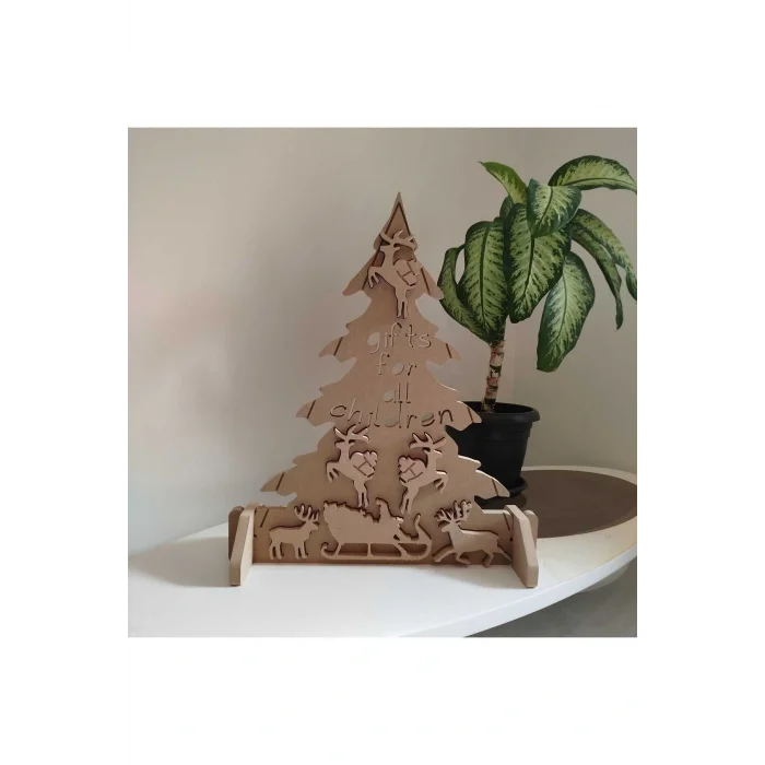 Genel Ürün Ahşap Yılbaşı Christmas Noel Agaci Boyasiz