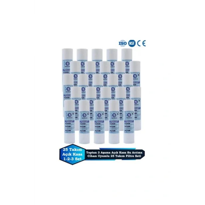 Genel Ürün Açık Kasa Su Arıtma Cihazı Uyumlu 3 Aşama 25 Takım Toptan Filtre Seti