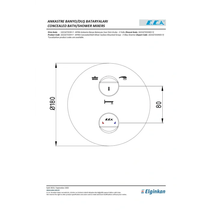 Genel Ürün Myra Ankastre Banyo Bataryası Sıva Üstü Grubu - 3 Yollu 102167333H-Y