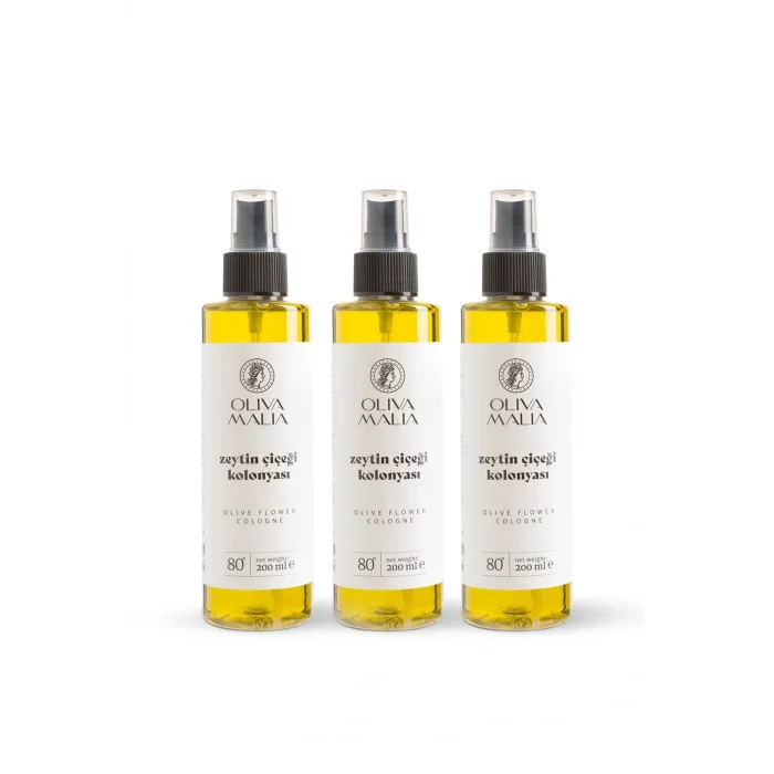 Genel Ürün Zeytin Çiçeği Kolonyası 3 Adet 200 ml Sprey Kapaklı Şişe