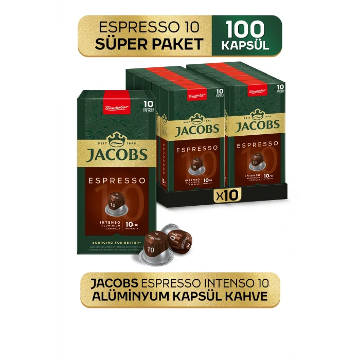 Genel Ürün Espresso 10 Intenso Nespresso Uyumlu Alüminyum Kapsül Kahve 10 Adet X 10 Paket