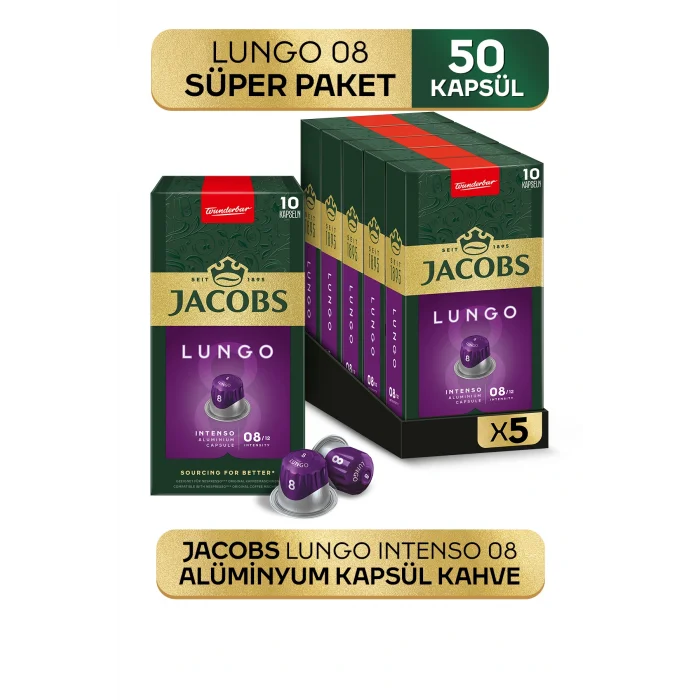 Genel Ürün Lungo 8 Intenso Nespresso Uyumlu Alüminyum Kapsül Kahve 10 Adet X 5 Paket