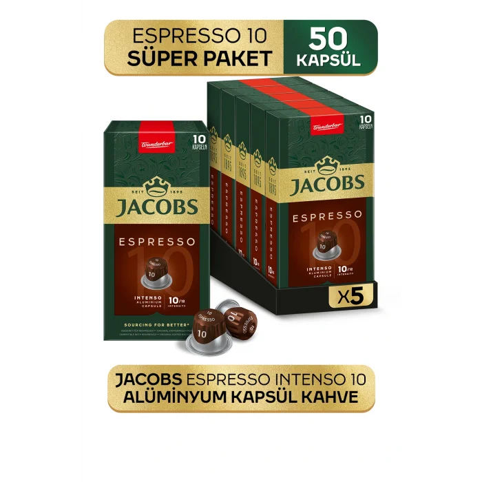 Genel Ürün Espresso 10 Intenso Nespresso Uyumlu Alüminyum Kapsül Kahve 10 Adet X 5 Paket