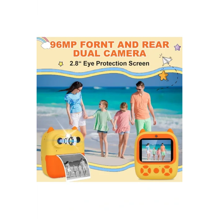 Genel Ürün Çocuklar İçin Anında Baskı 1080P Hd Mini Kamera  Şarj Edilebilir Şipşak Fotoğraf  Makinesi