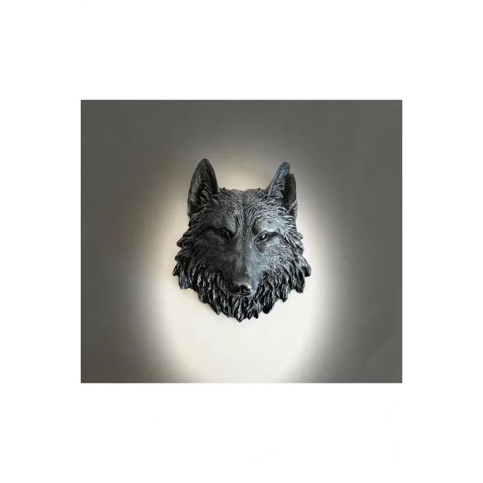 Biblo Dekoratif Obje Biblo Kurt Başı Kafası duvara asılan Heykel 21 x 20 cm