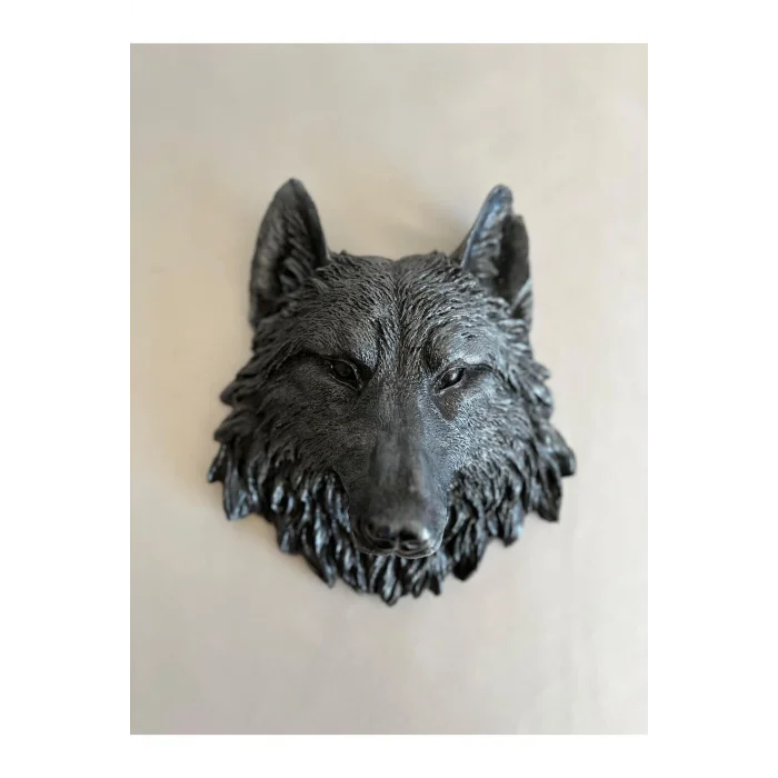 Biblo Dekoratif Obje Biblo Kurt Başı Kafası duvara asılan Heykel 21 x 20 cm