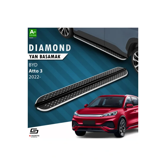 Genel Ürün S-Dizayn BYD Atto 3 Diamond Krom Yan Basamak 183 Cm 2022 Üzeri