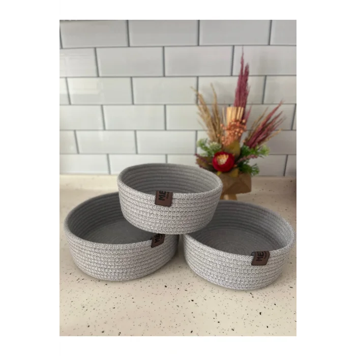 Genel Ürün El Işi 3lü Jüt Hasır Sepet Seti - Çok Amaçlı Organizer - Banyo, Mutfak Ve Bahçe Aksesuarı