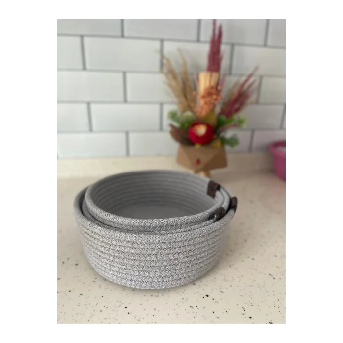 Genel Ürün El Işi 3lü Jüt Hasır Sepet Seti - Çok Amaçlı Organizer - Banyo, Mutfak Ve Bahçe Aksesuarı