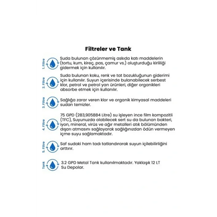 Genel Ürün Life Water Sarı 5 Aşamalı Pompasız Su Arıtma Cihazı