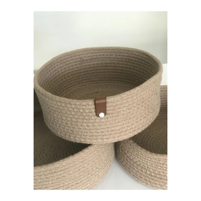 Genel Ürün El Dokuma 3’lü Set Hasır Sepet Takımı - Banyo, Mutfak, Oda Organizeri - El Yapımı Dekoratif Sepet