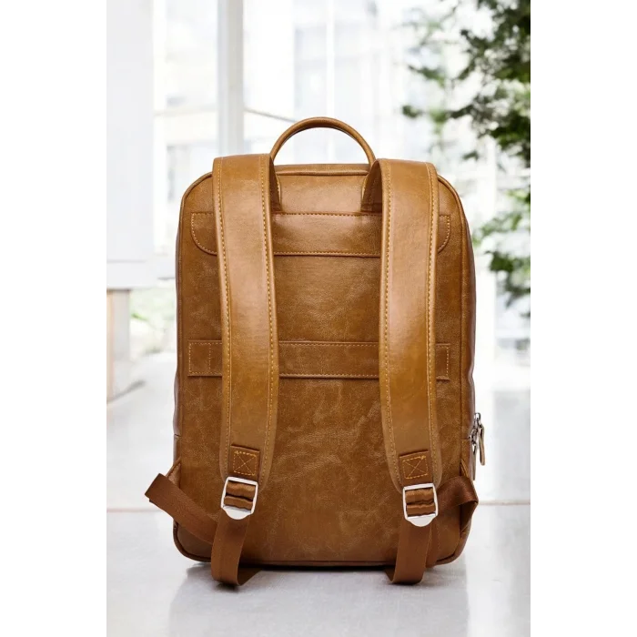 Genel Ürün Organizer Premium Deri 16 inç Crazy Taba Sırt Laptop Çantası