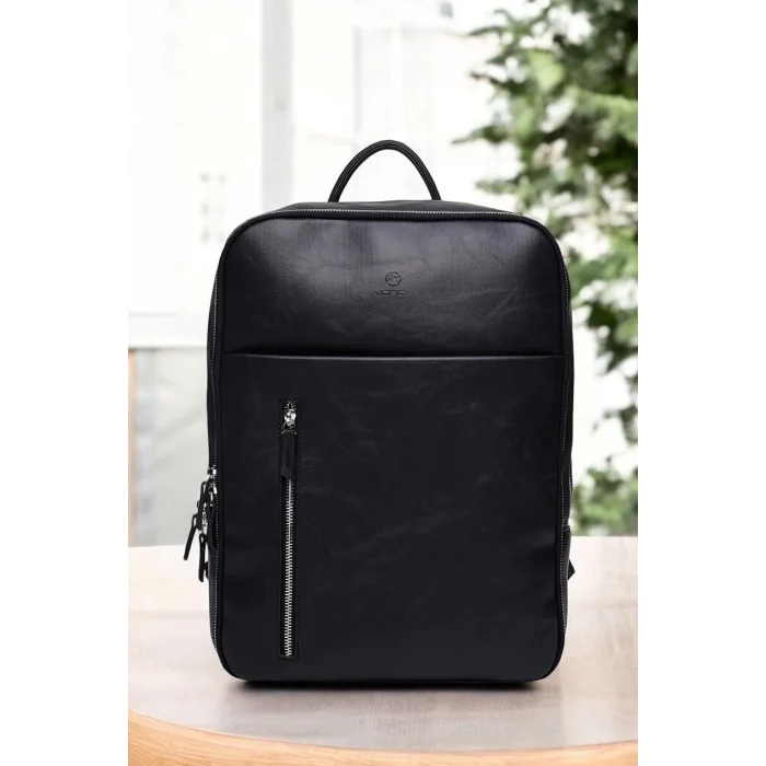 Genel Ürün Organizer Premium Deri 16 inç Crazy Siyah Sırt Laptop Çantası