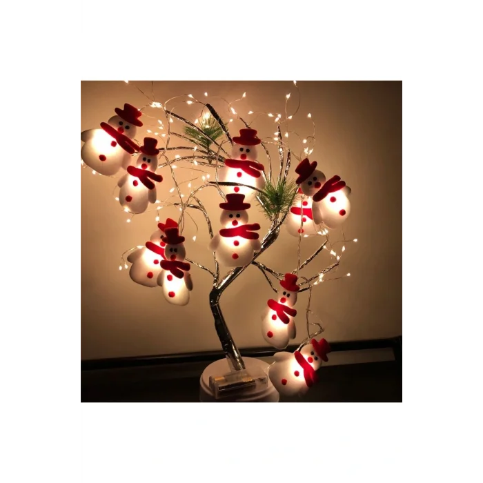 Genel Ürün Led Işıklı Yılbaşı Kardan Adam Dizeleri Noel Ağacı Süsü