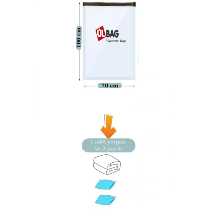 Genel Ürün (3 ADET) Vakumlu Poşet Seti 70 Cm X 100 Cm (BÜYÜK BOY) Yastık, Battaniye, Elbise Vakumlu Hurç