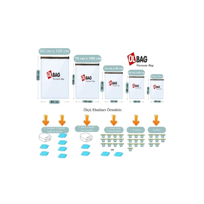 Genel Ürün 7li Vakumlu Poşet Seti-2 - Vakumlu Hurç - Vakumlu Torba (YASTIK - ELBİSE HURCU)