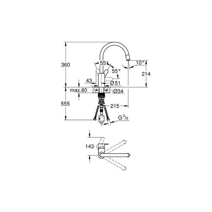 Genel Ürün Eurostyle Cosmopolitan Tek Kumandalı Evye Bataryası 31126004