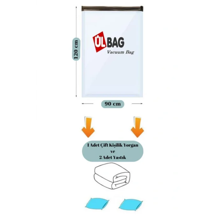 Genel Ürün (1 ADET)(MAXİ JUMBO BOY) 90 Cm X 120 Cm Çift Kişilik Yorgan Vakumlu Hurç - Vakumlu Poşet