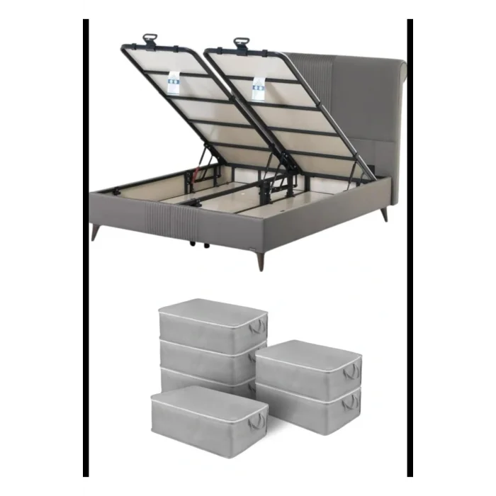 Dolap Düzenleyici 6 Adet Büyük Boy Kalın Kumaş Gri Baza Ve Çekyat Tipihurç Ölçüleri 64x45x22 Cm. Dolap Organizer