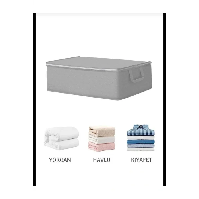 Dolap Düzenleyici 6 Adet Büyük Boy Kalın Kumaş Gri Baza Ve Çekyat Tipihurç Ölçüleri 64x45x22 Cm. Dolap Organizer