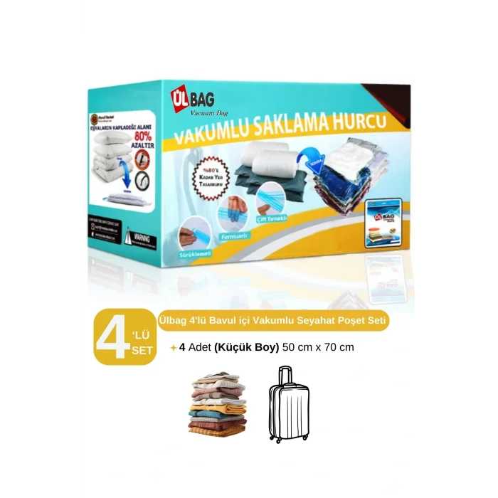 Genel Ürün 4lü Vakumlu Saklama Poşet Seti50 Cm X 70 Cm Bavul Içi - Vakumlu Hurç - Vakumlu Torba