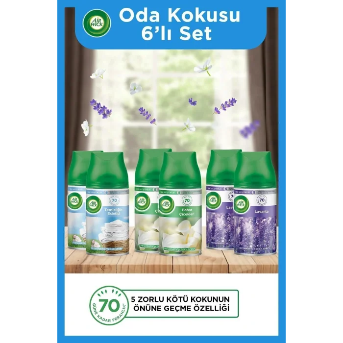 Genel Ürün Oda Kokusu Freshmatic Makine Yedek Spreyi 250 Ml X 6, Temizliğin Esintisi, Bahar Çiçekleri, Lavanta