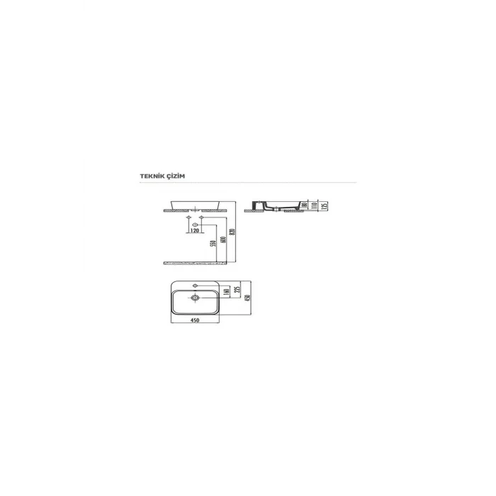 Genel Ürün LP046 Loop Tezgah Üstü Kare Çanak Lavabo 45 CM