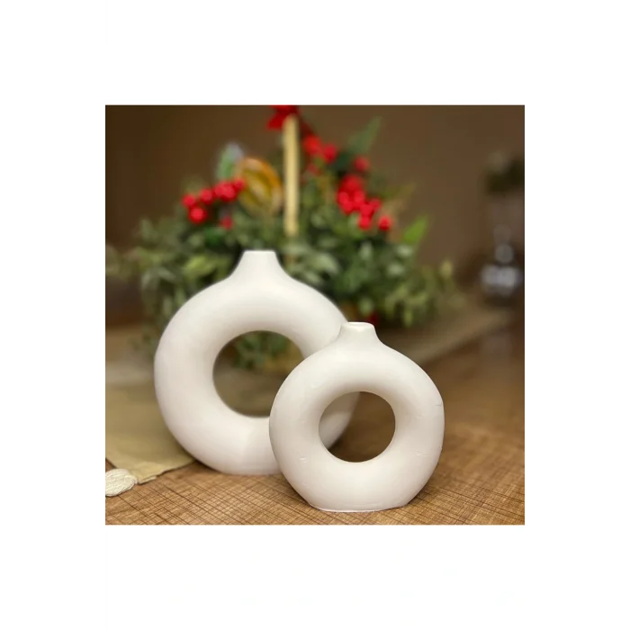 Genel Ürün Halka Vazo Büyük & Küçük Ikili Set(19X17 VE 15X14 CM)
