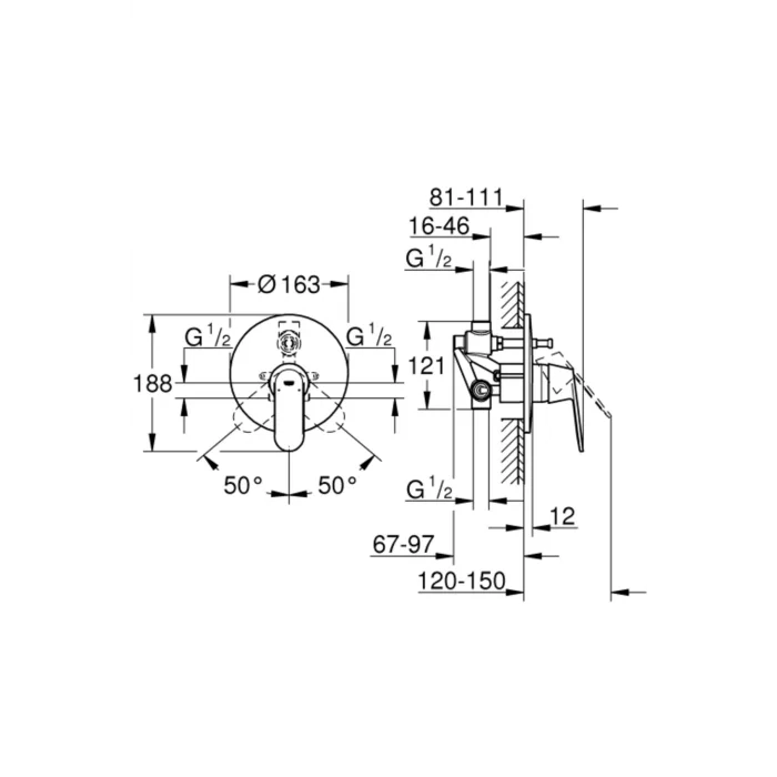 Genel Ürün Eurosmart Cosmo Ankastre Banyo Bataryası 32879000