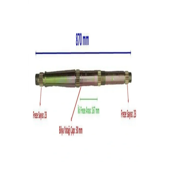 Genel Ürün Atv Kuba Xy200 Stıl Aks 870 Mm Tek Yivli Bilya Yatağı 30 Mm 23 Freze Öm