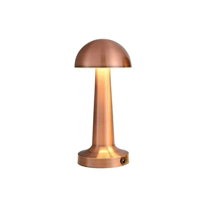 Lamba Şarjlı Ledli Lizbon Masa Lambası 3 Renk Işık Abajur Bakır