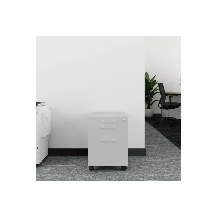 Dolap Düzenleyici Tekerlekli Keson, 3 Çekmeceli Kilitlenebilir Komodin, Dosya Ve Belgeler Için Dolap