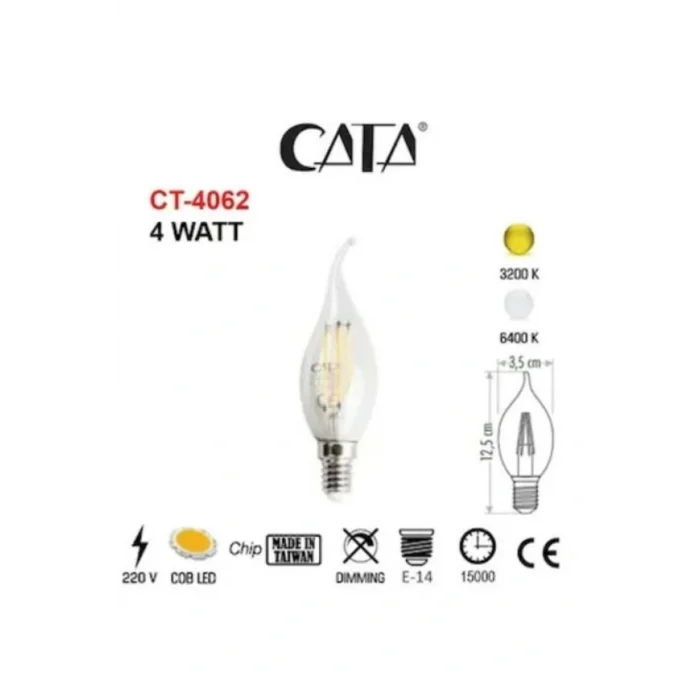 Genel Ürün 4w E-14 Rustik Günışığı Kıvrık Alev Modelli Led Buji Ampul 3000k