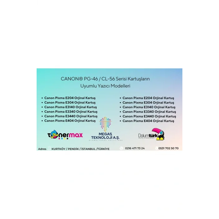 Genel Ürün Pg-46 /cl-56 Pixma E404/e414/e464/e484 Siyah Ve Renkli Kartuş