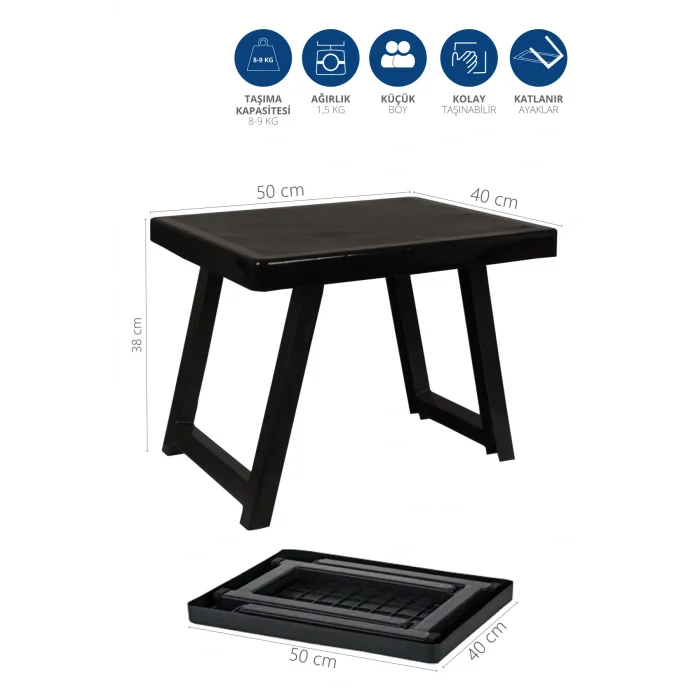 Genel Ürün Katlanır Plastik Sehpa Antrasıt-kamp Masası.