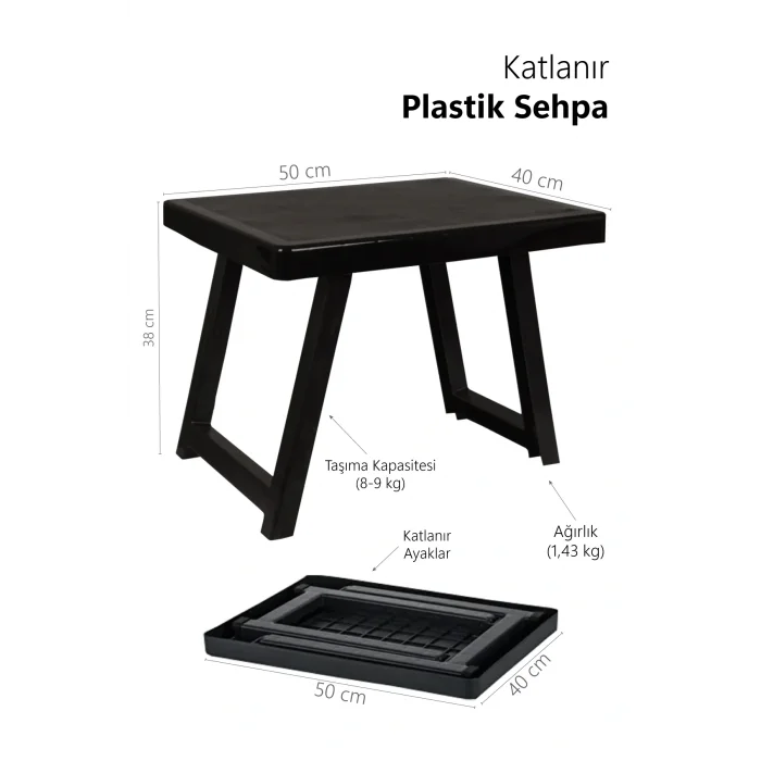 Genel Ürün Katlanır Plastik Sehpa Antrasıt-kamp Masası.