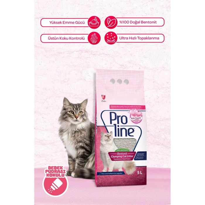 Genel Ürün Bebek Pudrası Kokulu Bentonit Kedi Kumu 5 Lt