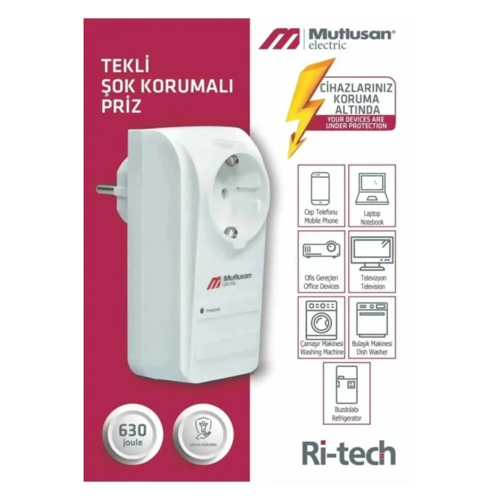 Genel Ürün Tekli Şok Korumalı Priz Sıngle Surge Protectıon Socket 001 888 100004 00 00